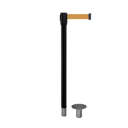 Retractable Belt Removable Stanchion, 2ft Black Post  7.5ft Brown Belt